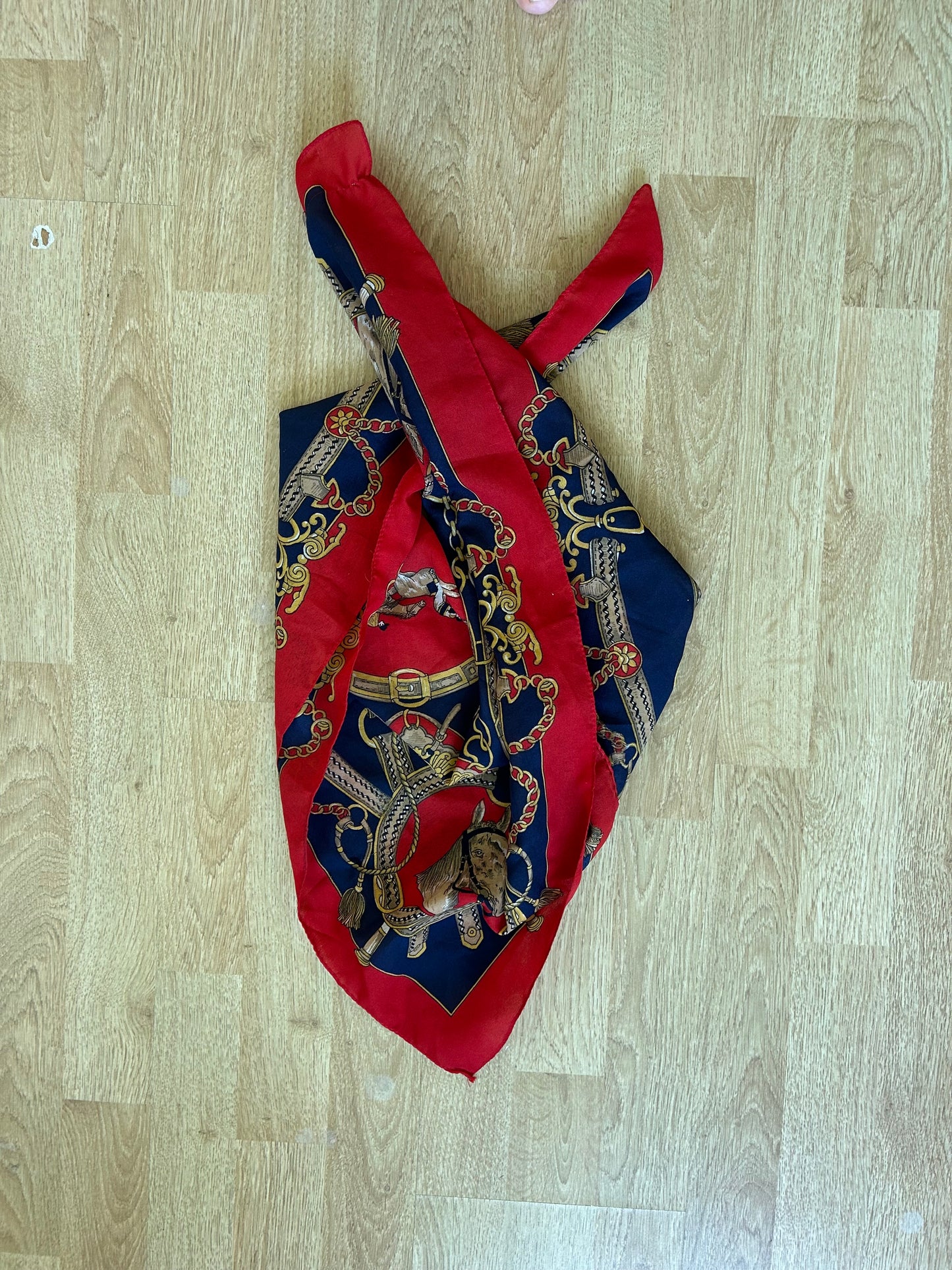 Navy&red horses scarf
