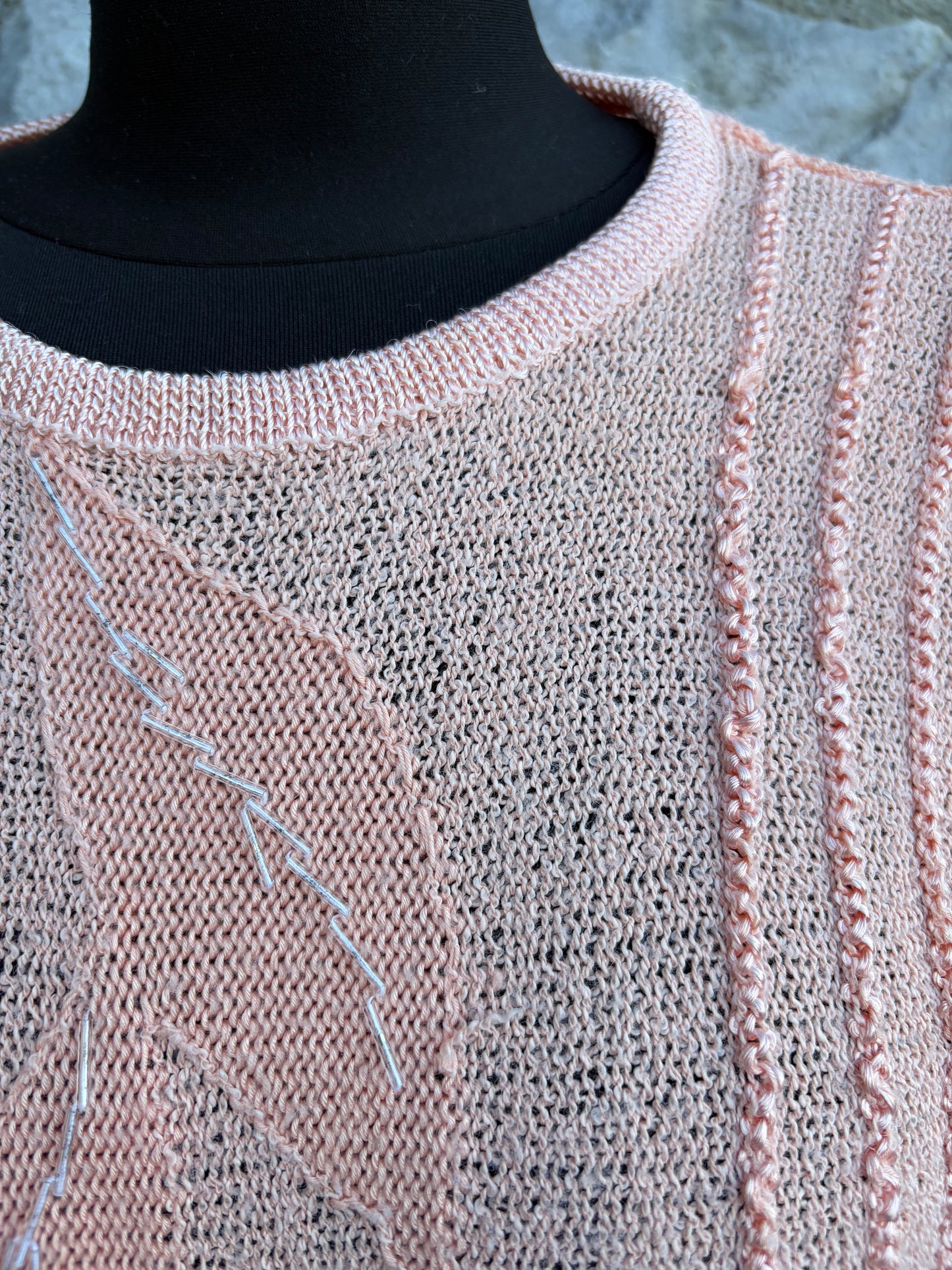 90s embroidered peach jumper uk 12