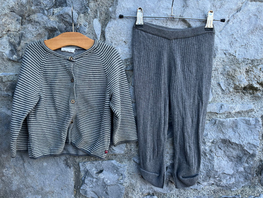 Grey stripy top&pants  9-12m (74-80cm)