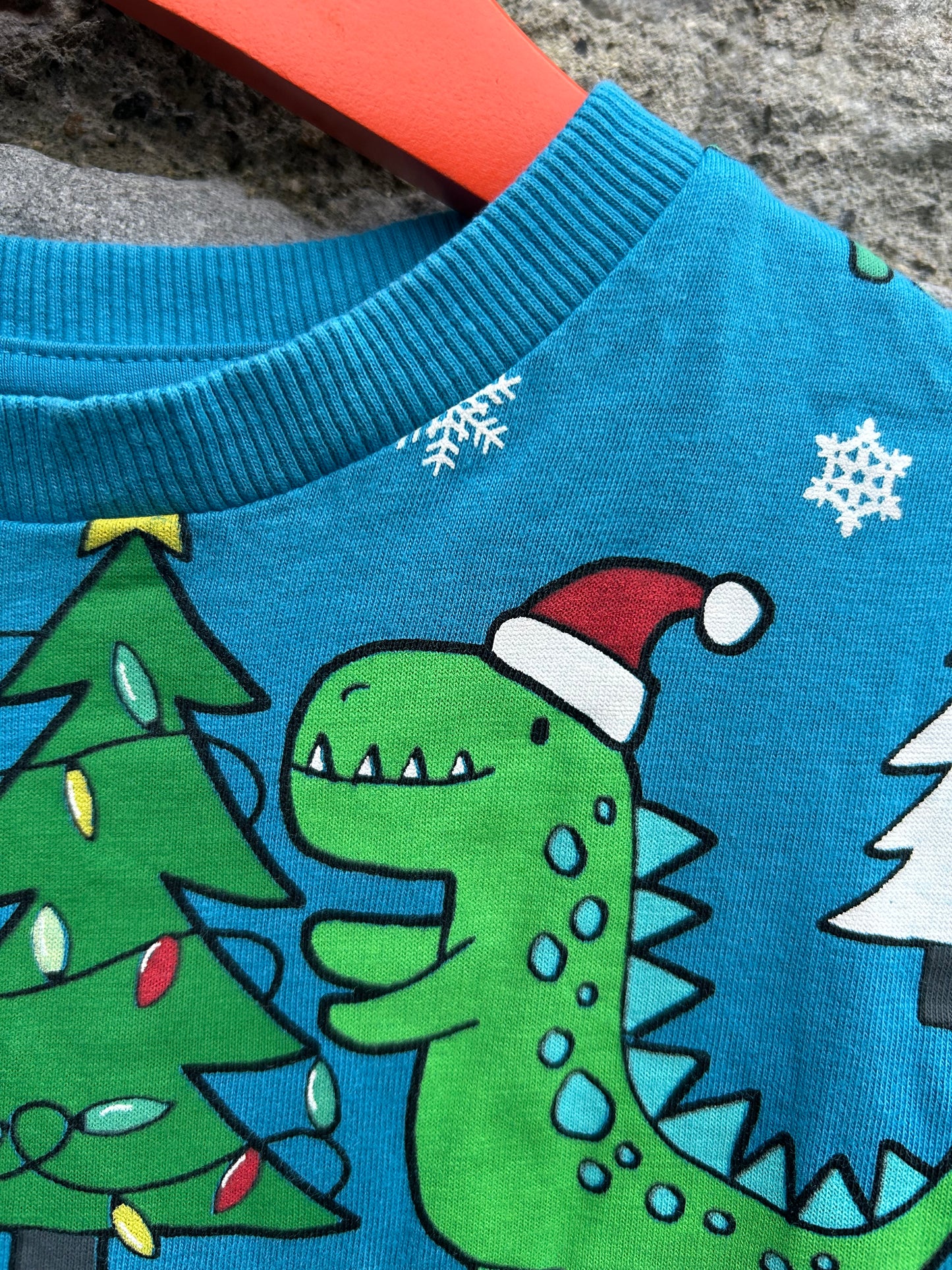 Christmas dinosaurs blue top 6-7y (116-122cm)