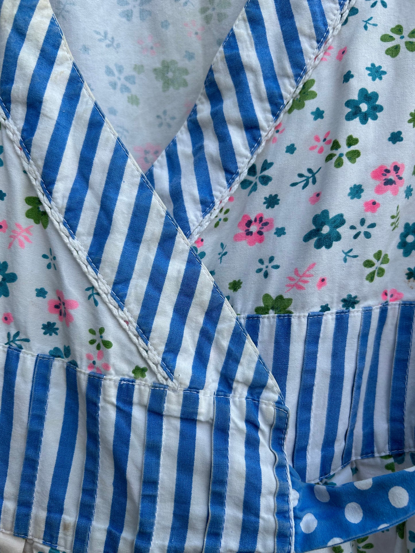 Blue flowers&stripes wrap dress 5-6y (110-116cm)