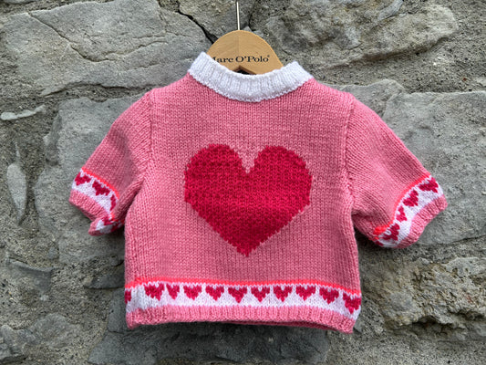 Heart pink jumper  0-1m (50-56cm)