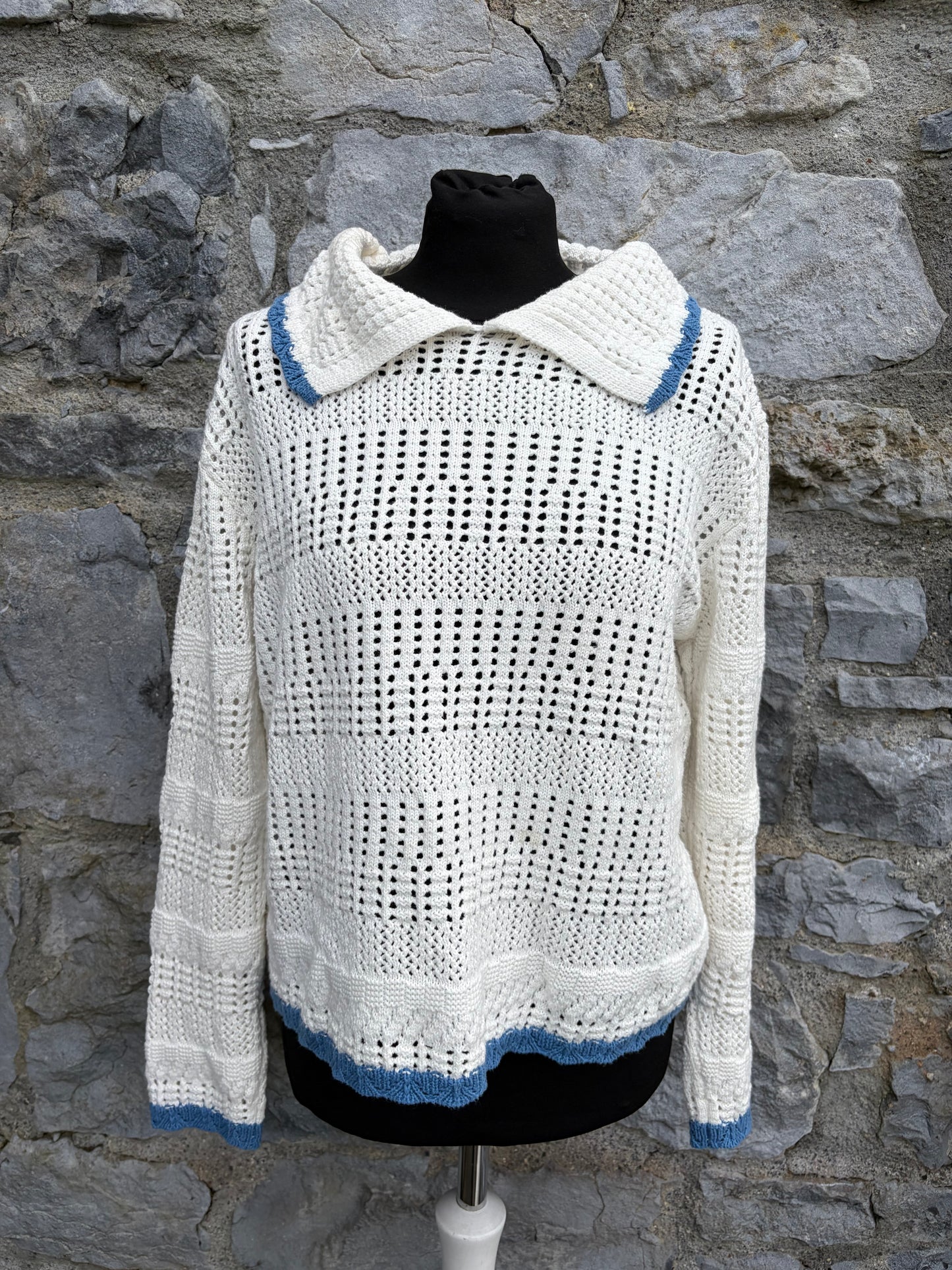 White pointelle jumper uk 10-12