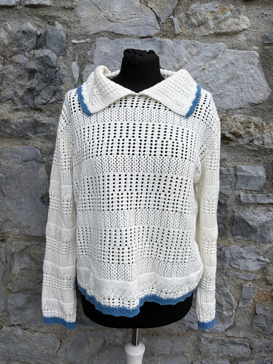 White pointelle jumper uk 10-12