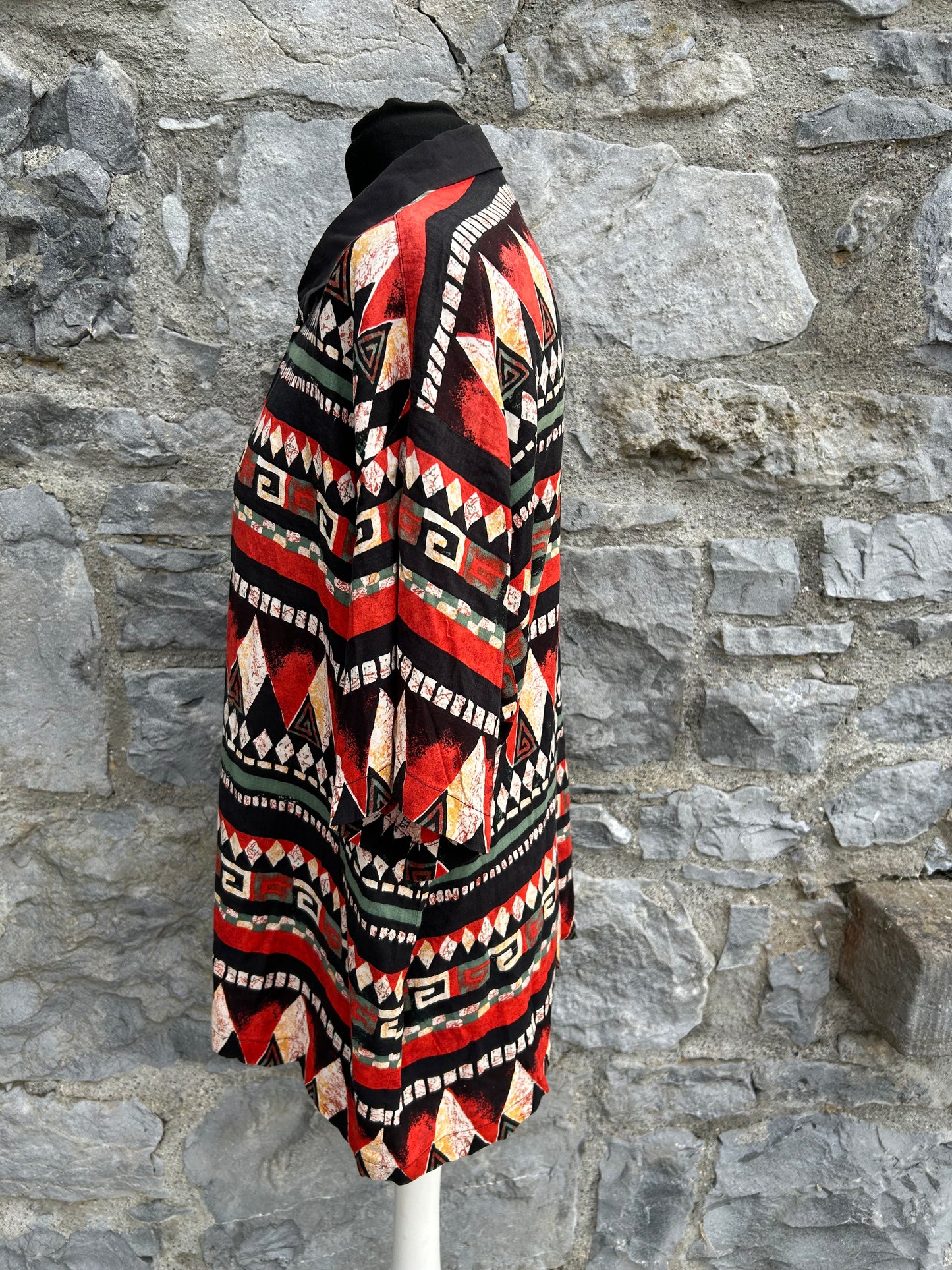 80s red&black geometric polo top Large