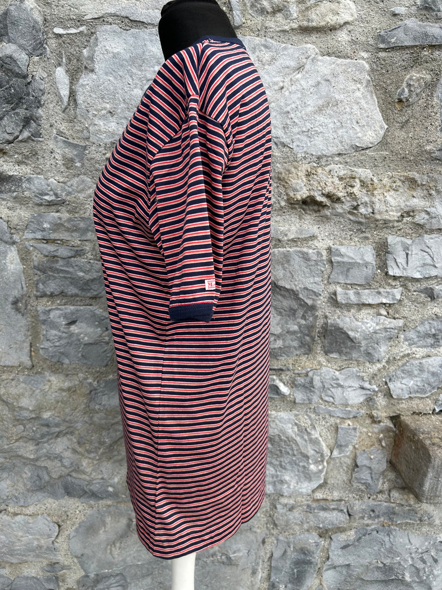 90s Navy&red stripy T-shirt Medium