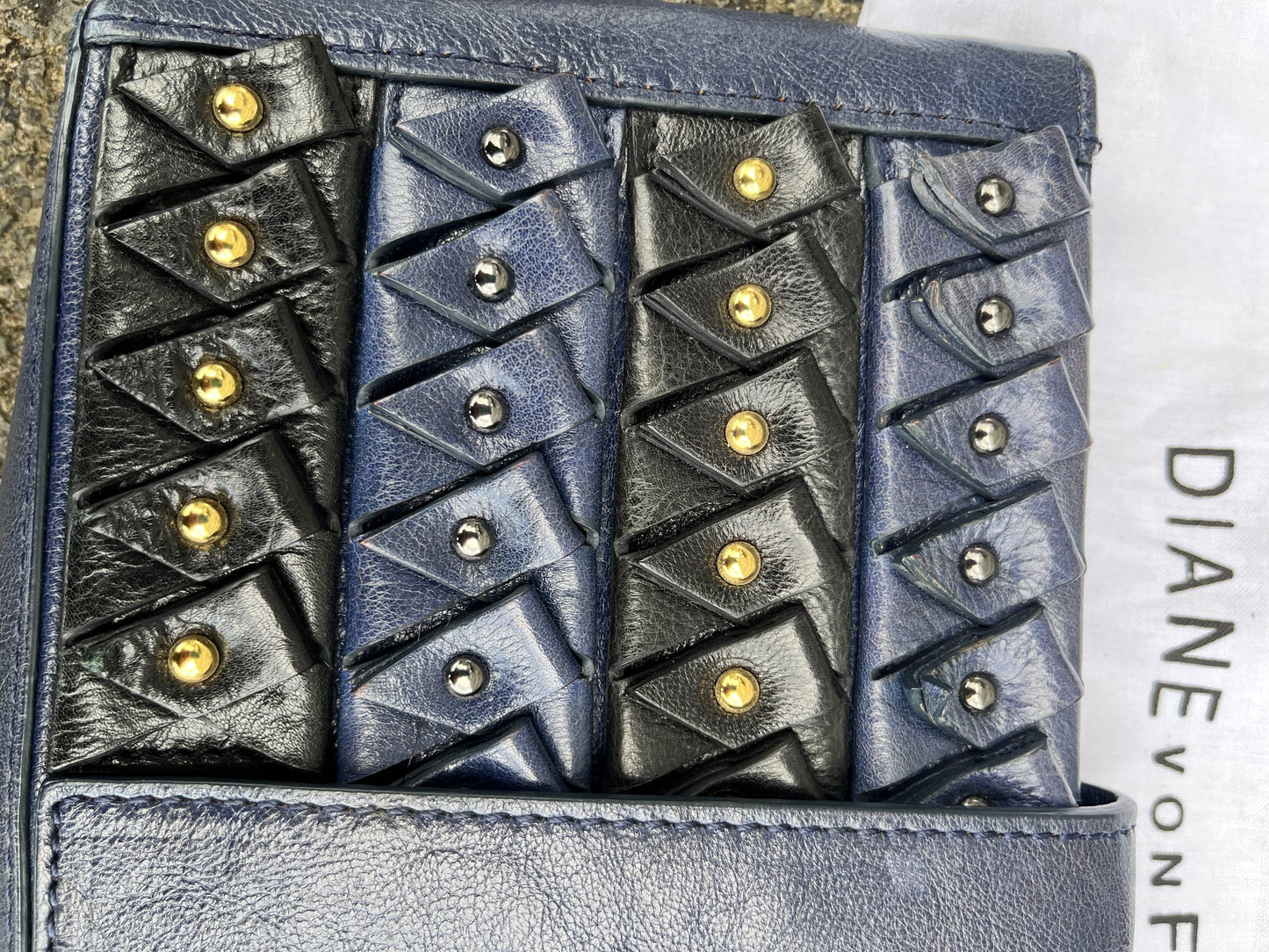 DvF black studs clutch bag