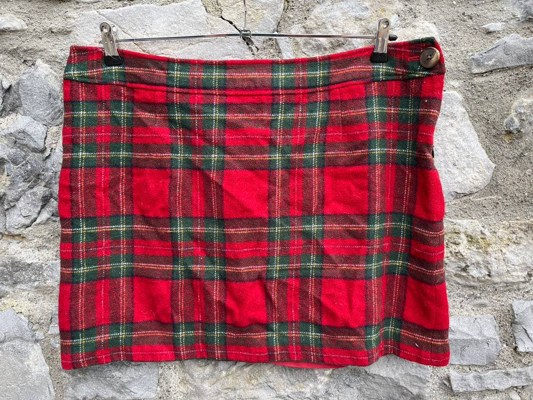 Red woolly tartan skirt uk 16