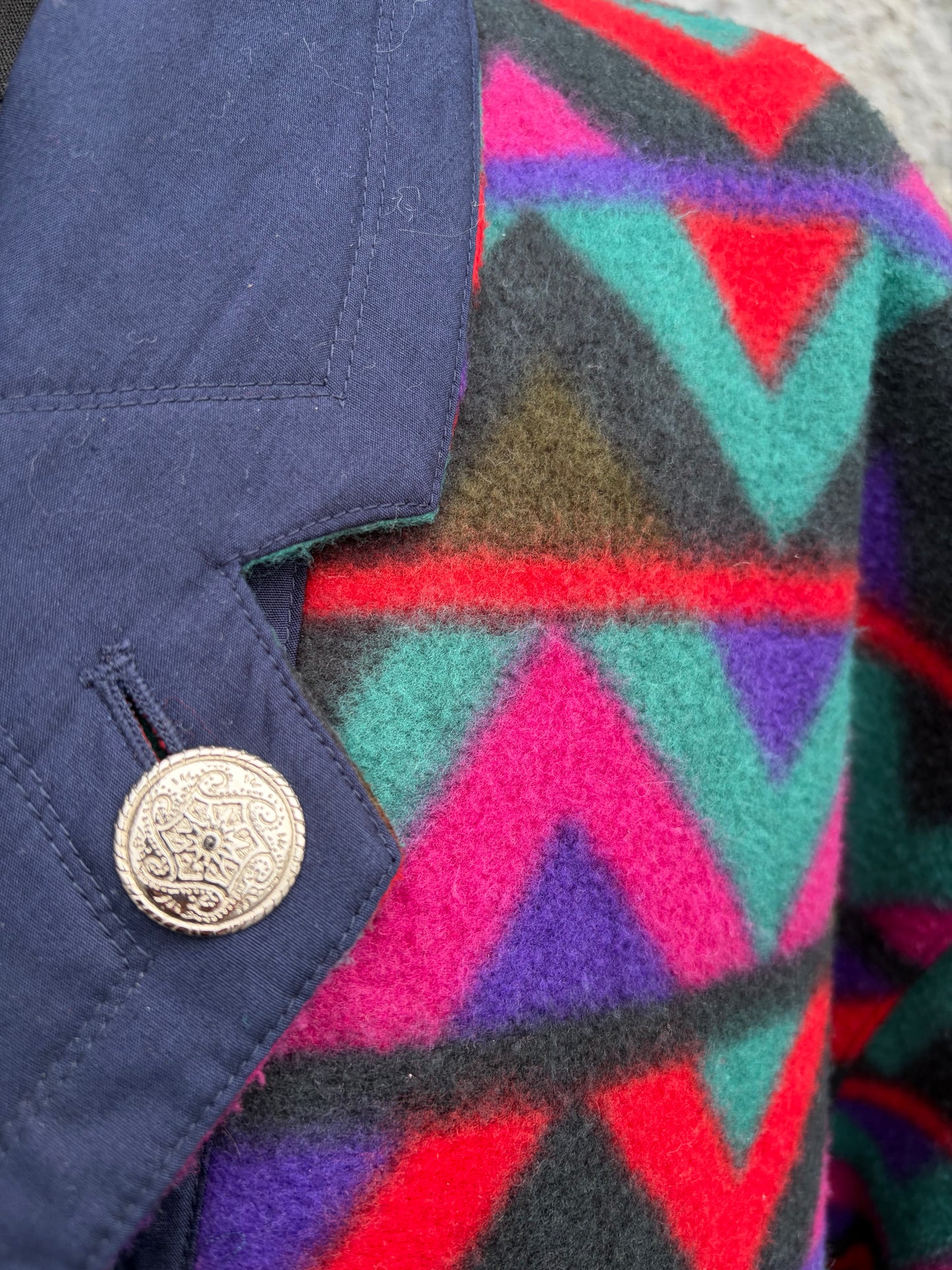 80s colorful chevron fleece jacket uk 16-18