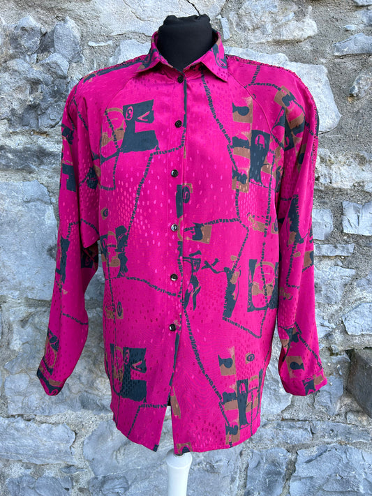 80s pink abstract shirt uk 10-12