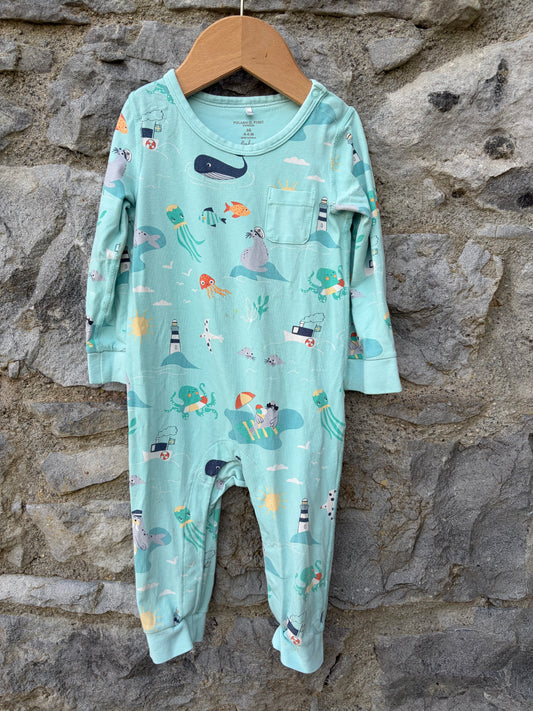 PoP Under the sea blue onesie  3-6m (62-68cm)