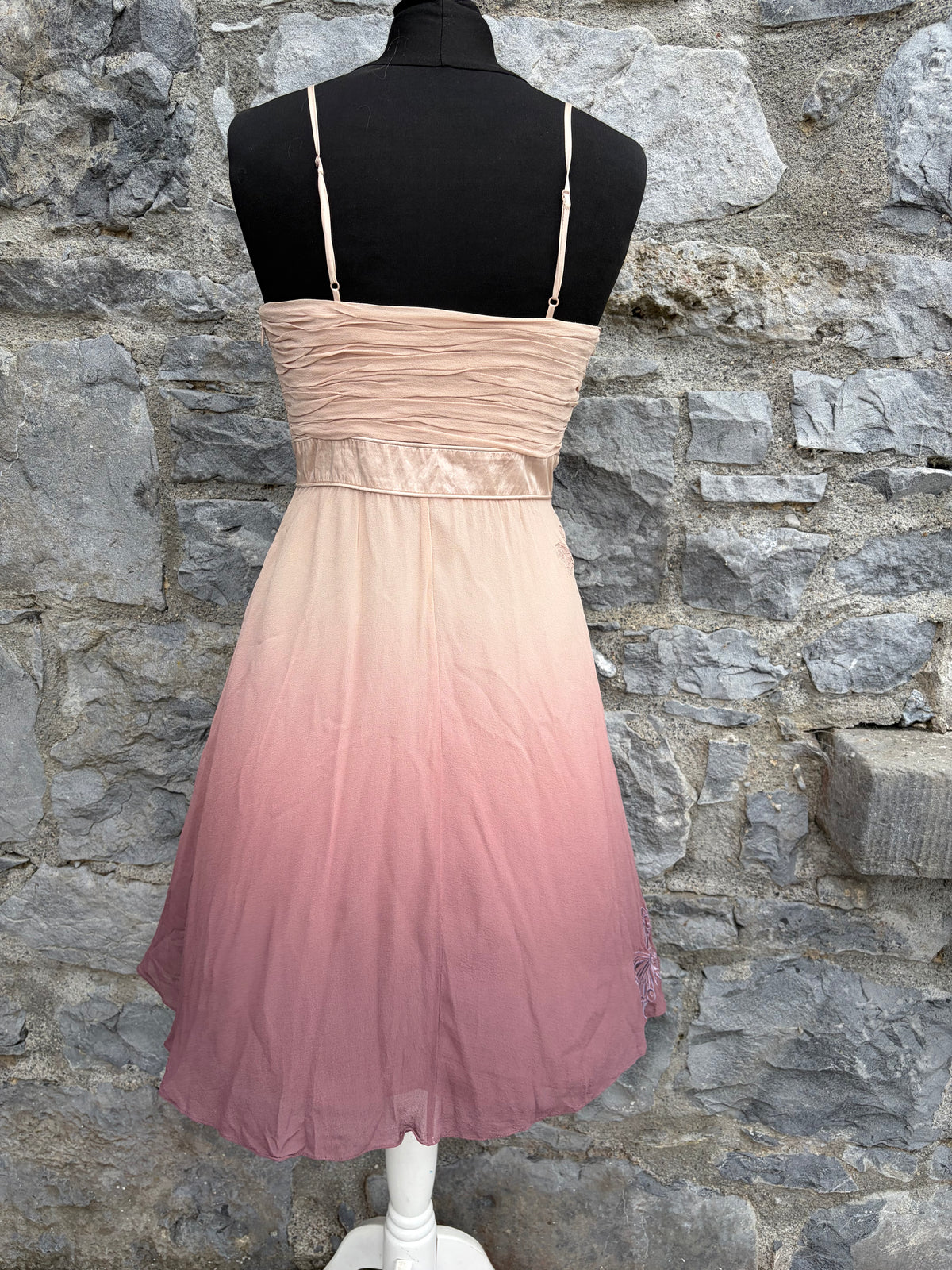 Silk ombre butterfly embroidered cocktail dress uk 8
