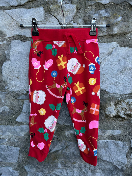 Christmas print red tracksuit bottoms  12-18m (80-86cm)