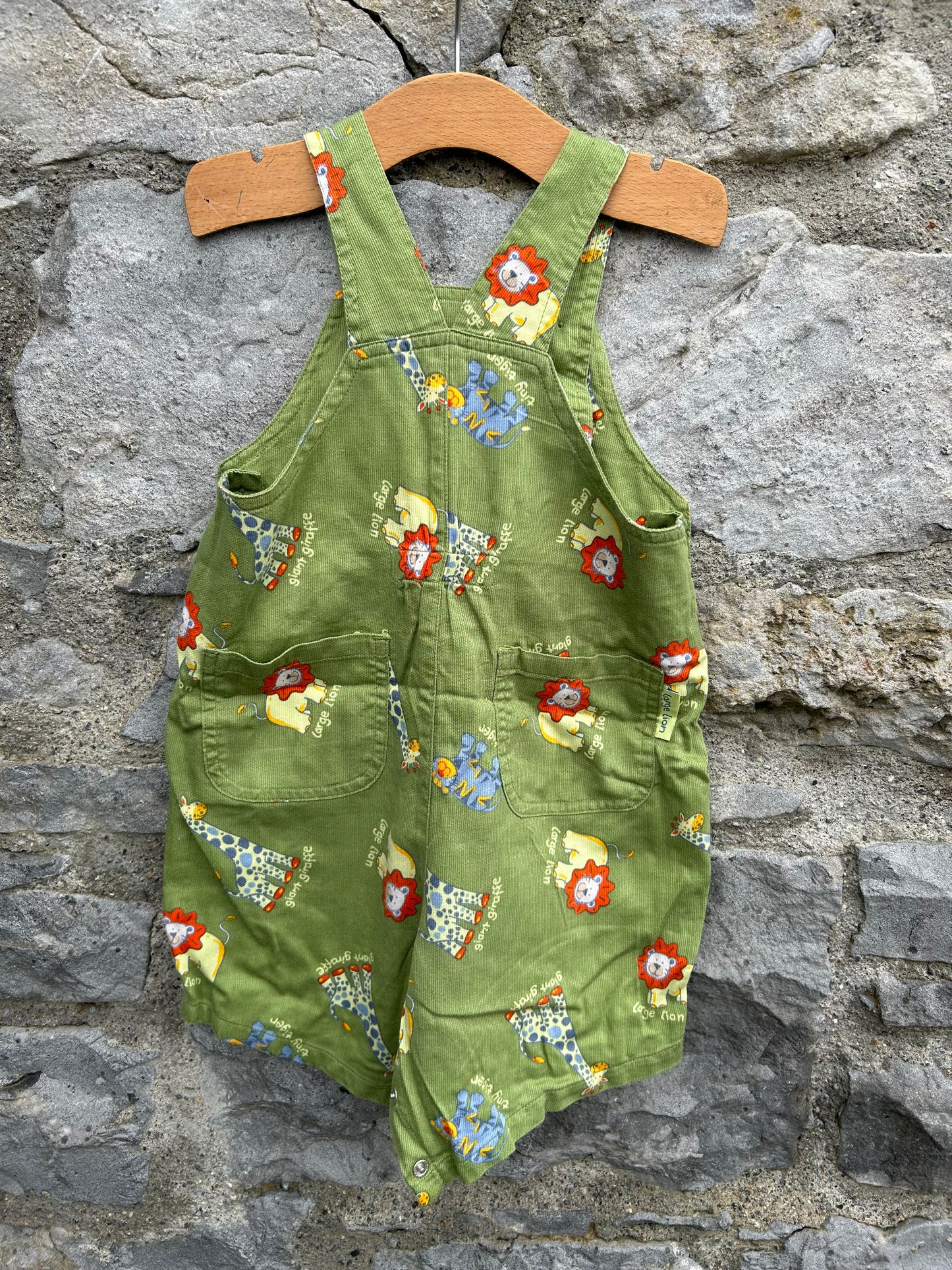 Y2K animals green cord dungarees  12-18m (80-86cm)