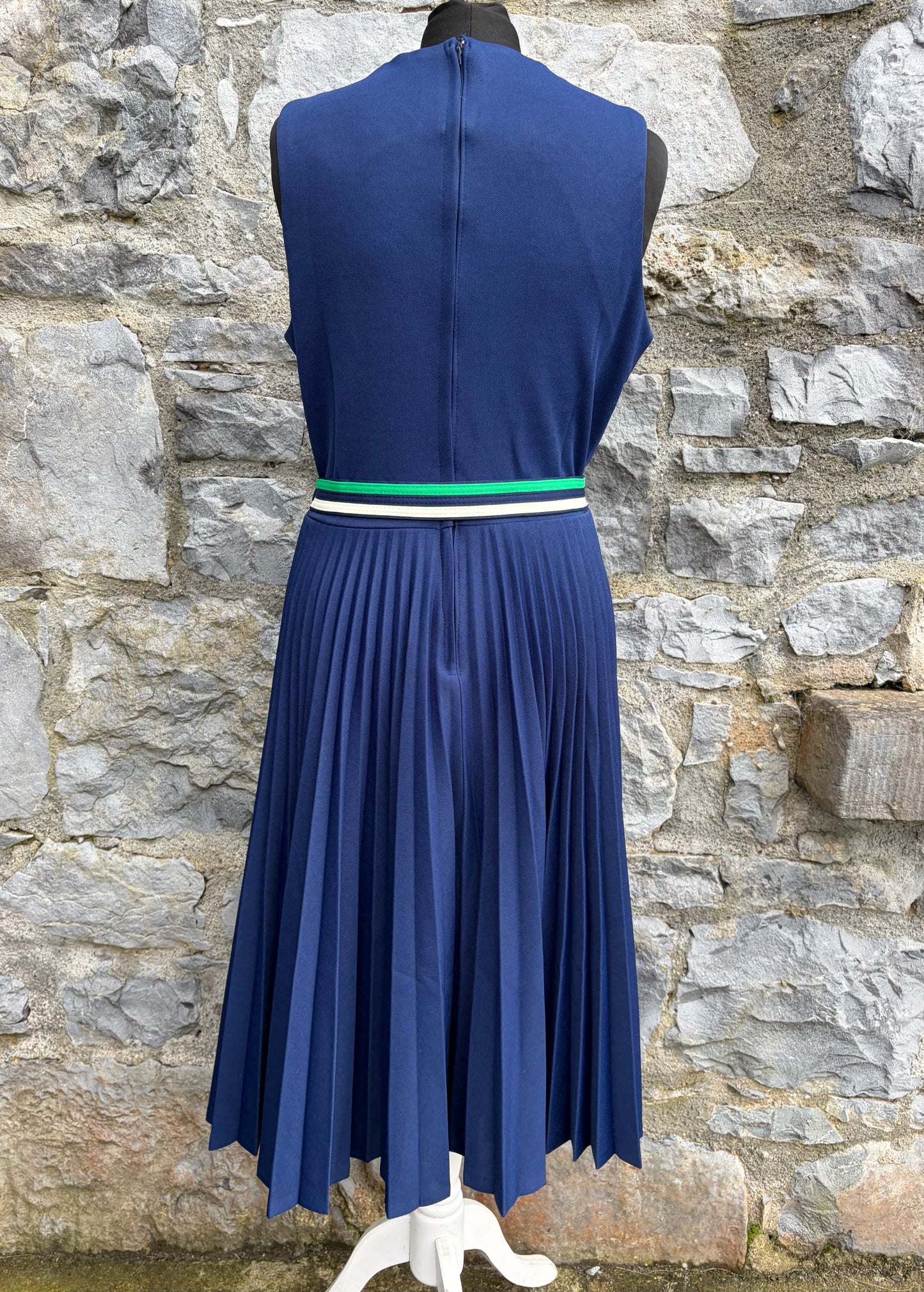 80s blue pleated dress uk 12