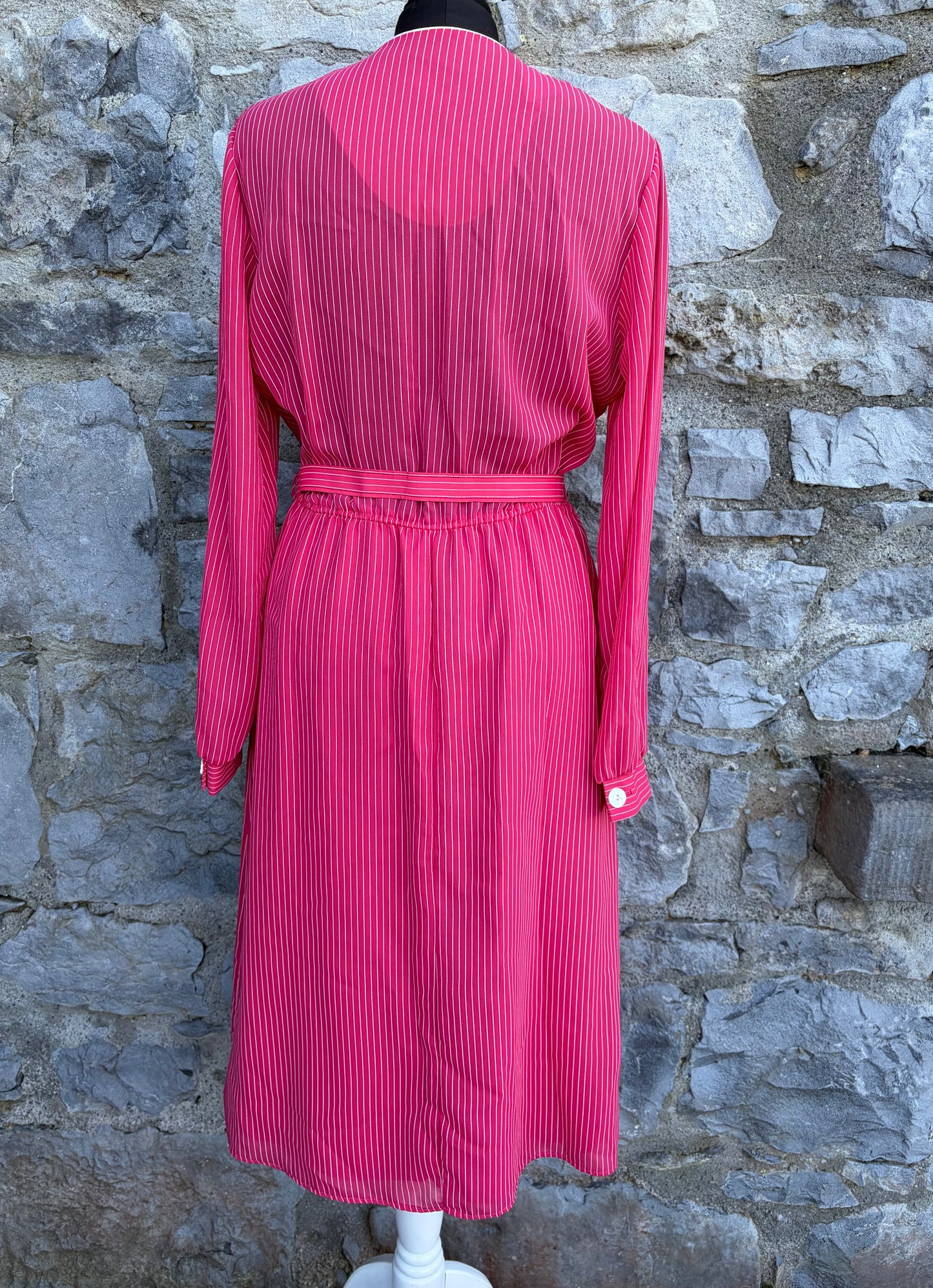 80s red stripy dress uk 10-12