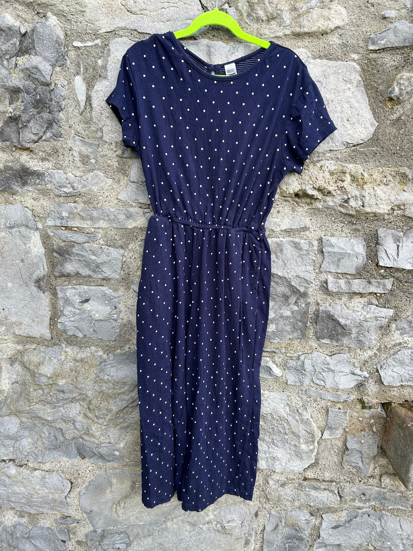 Navy spotty jumpsuit  9-10y (134-140cm)