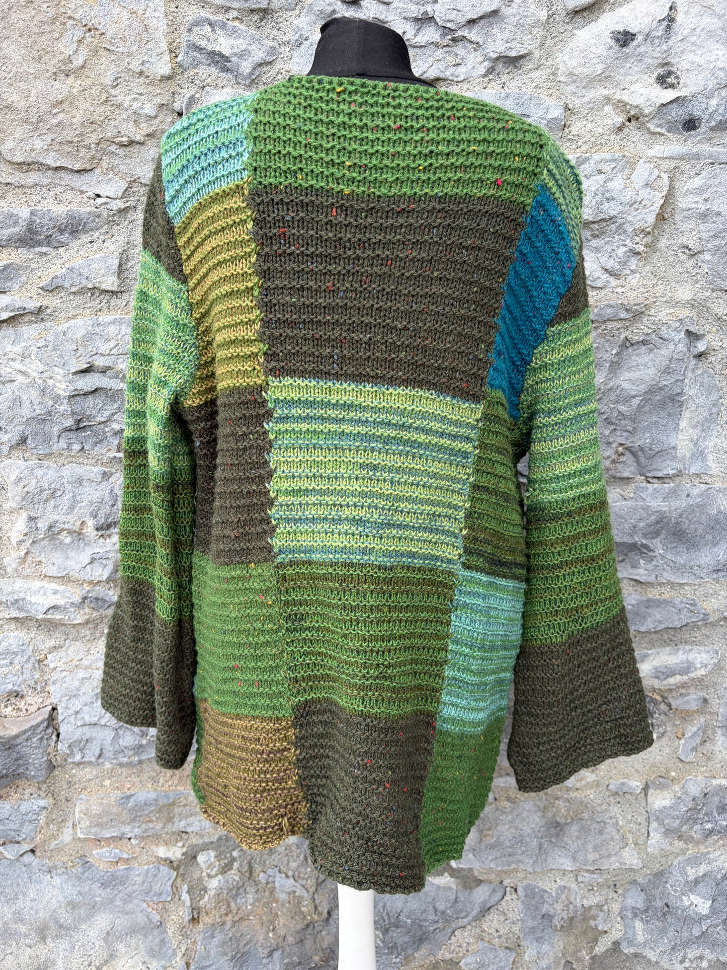 90s green patchwork jumper uk 12-14