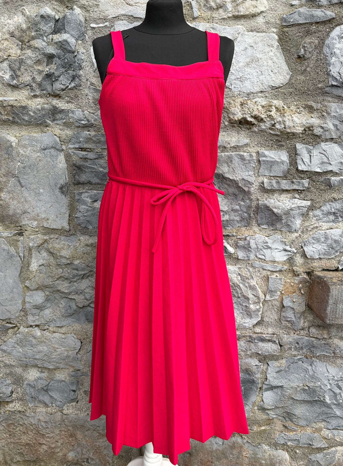 80s red pleated dress uk 10-12