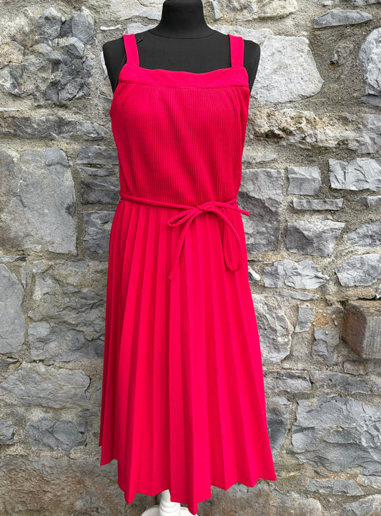 80s red pleated dress uk 10-12