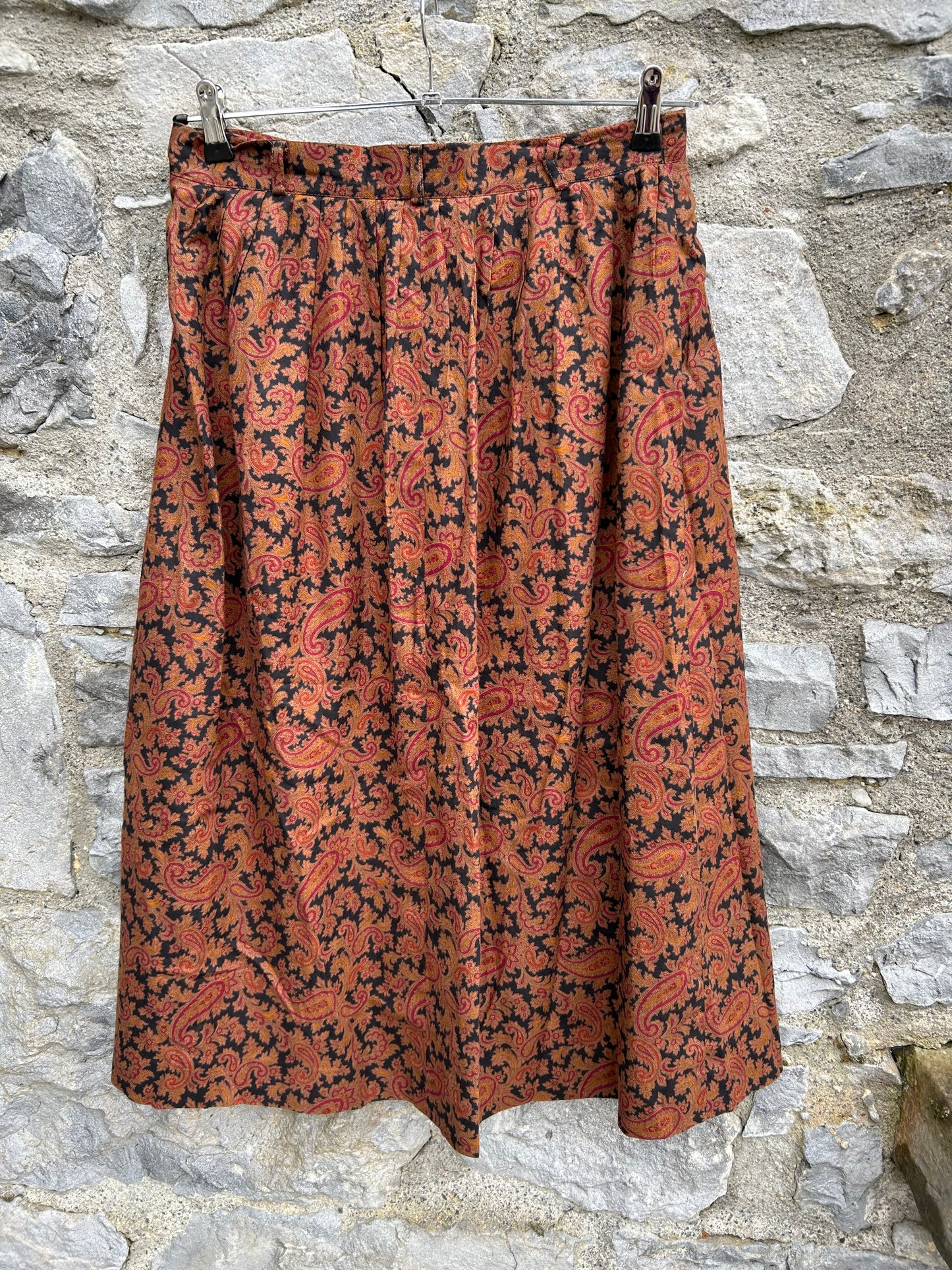 80s brown paisley skirt uk 14