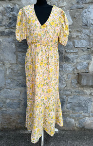 Floral yellow maxi dress uk 14