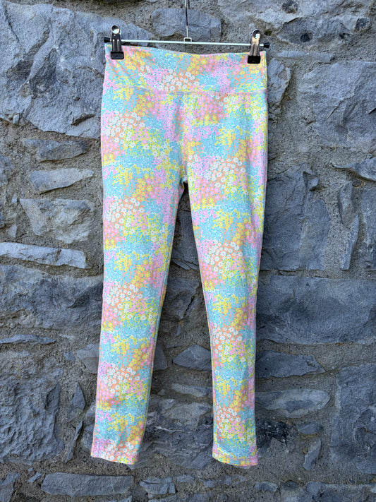 Colourful spring flowers leggings  9-10y (134-140cm)