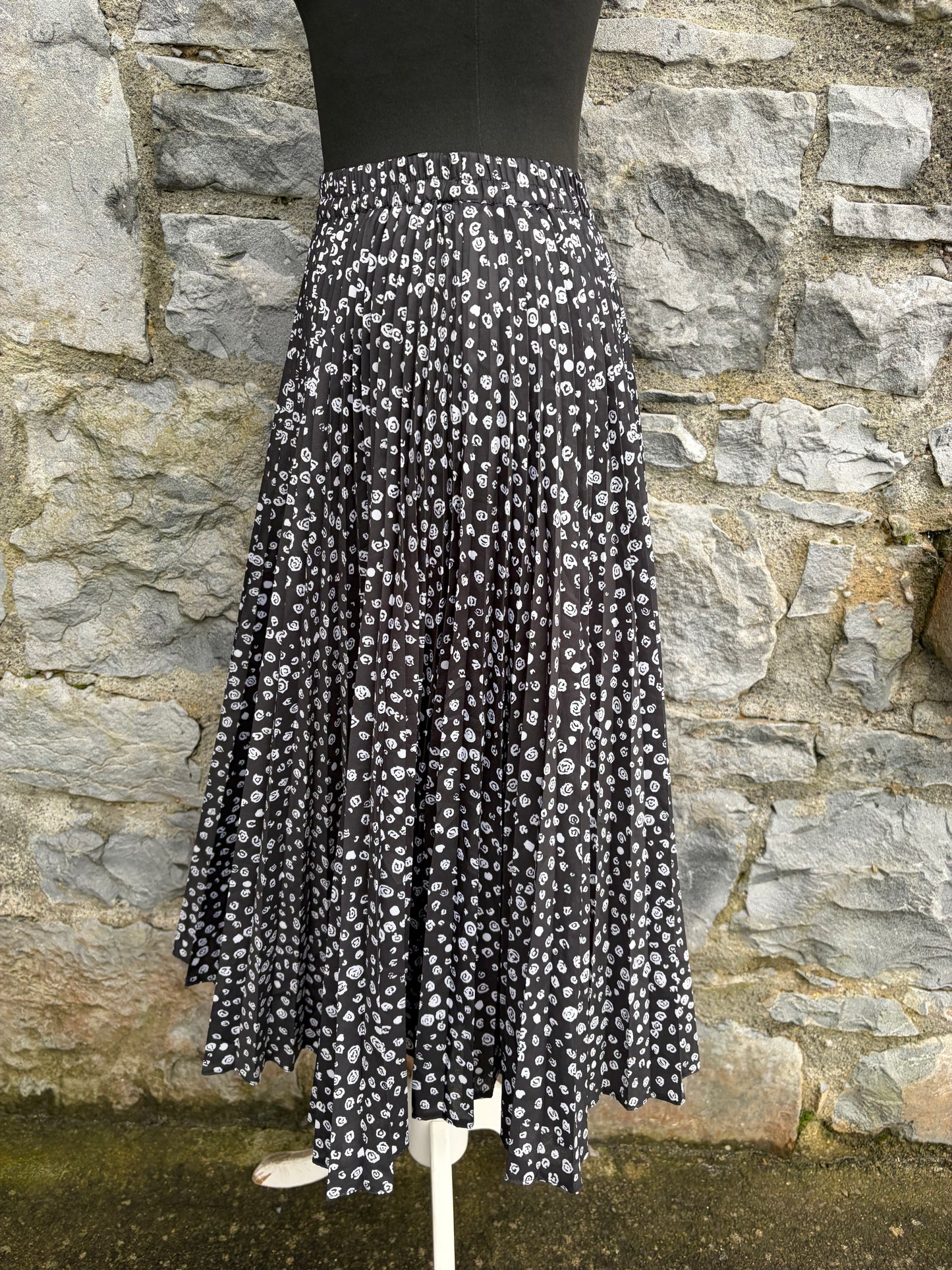 90s black spirals pleated skirt uk 6-8