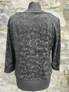 90s black velvet spirals top uk 8-10