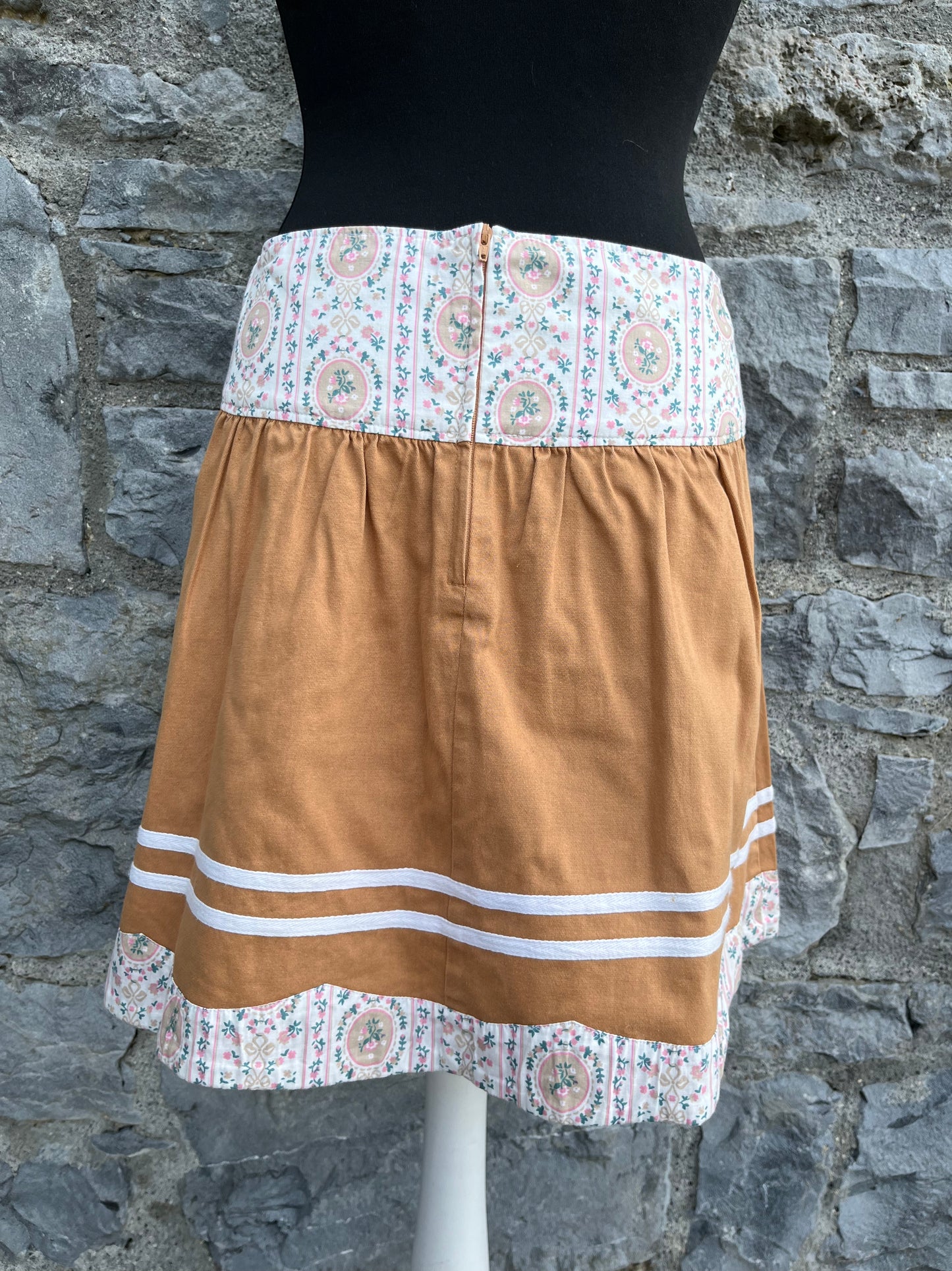 Brown floral skirt uk 8