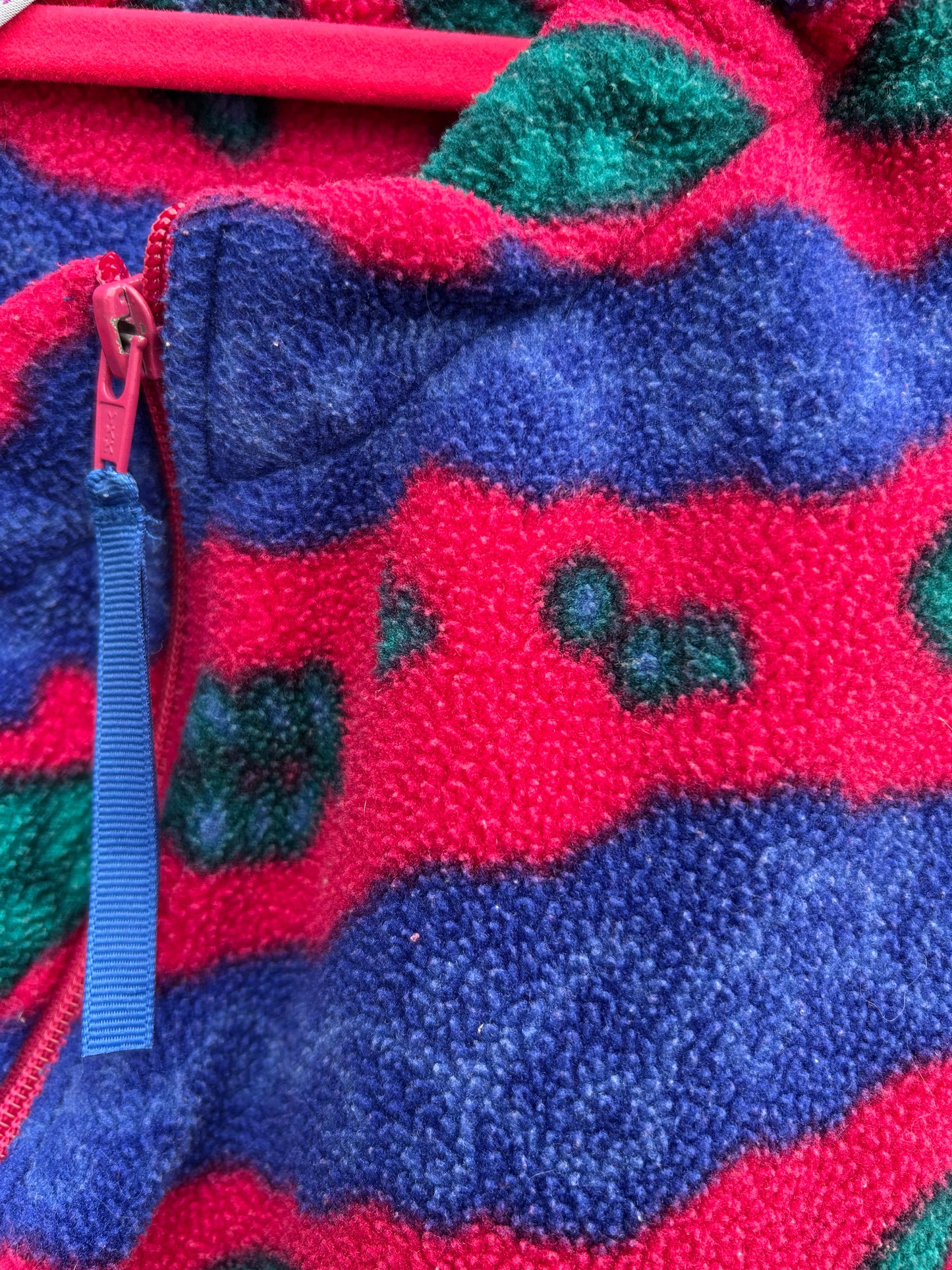 80s Pink&navy fleece Babybag  0-6m (56-68cm)