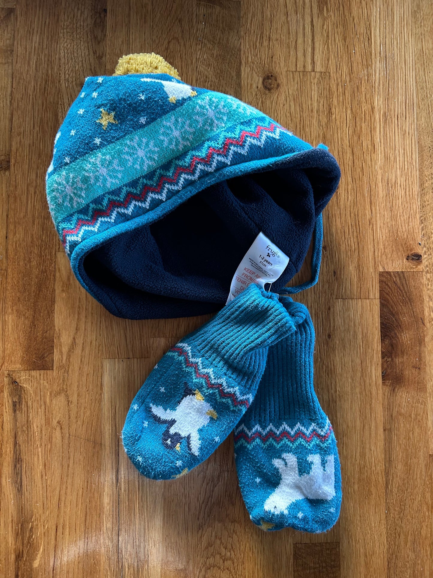 Hat&mittens penguin set  12-24m (80-92cm)