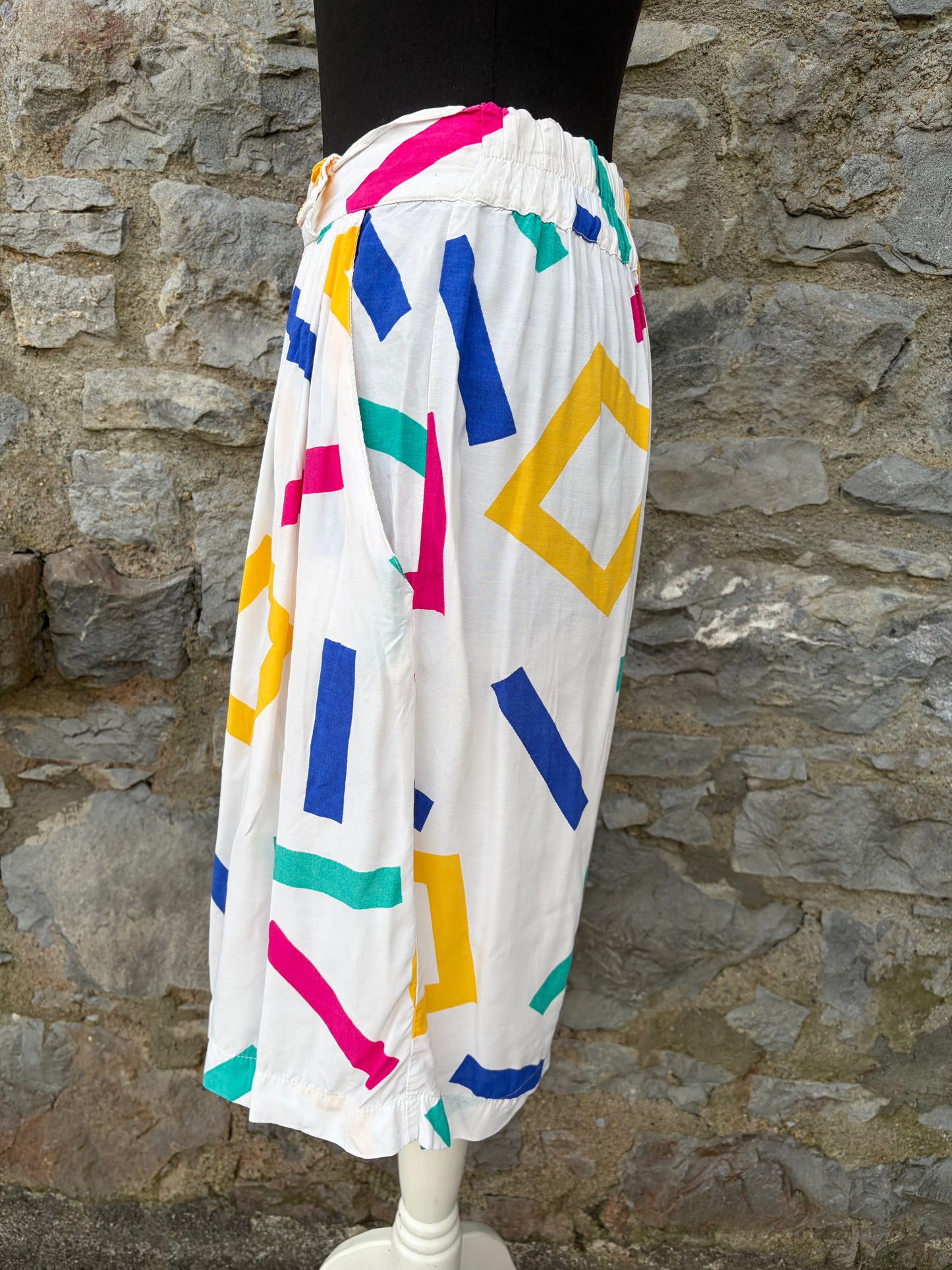 80s colourful geometric culottes uk 8-10