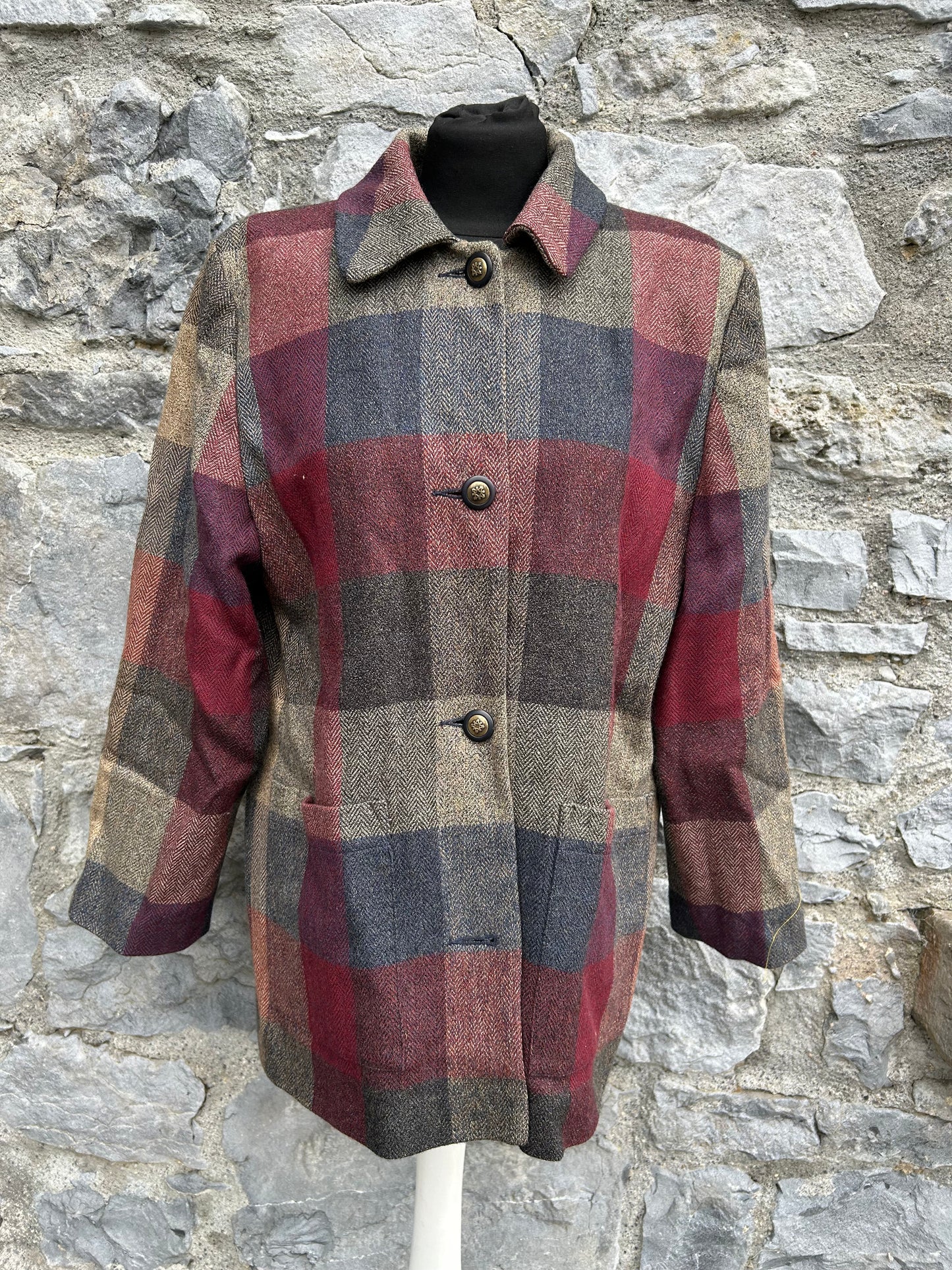 90s patchwork wool jacket uk 12