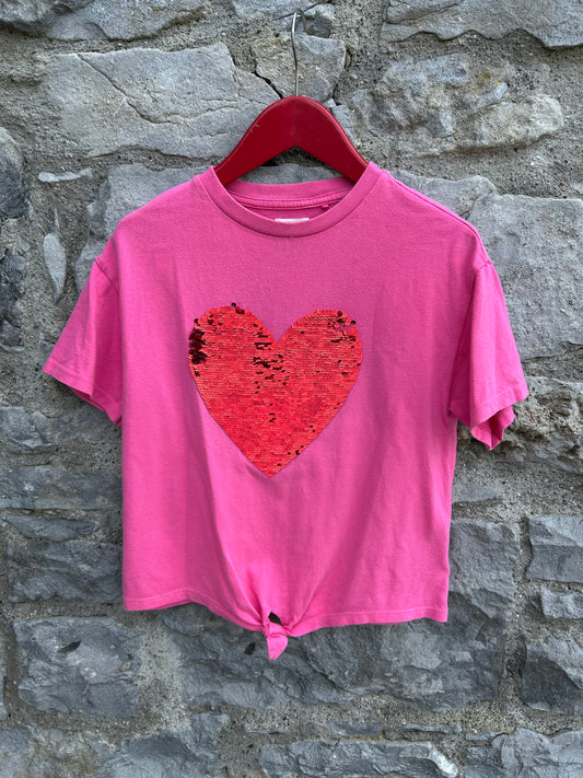 Sequin heart pink T-shirt  6-7y (116-122cm)