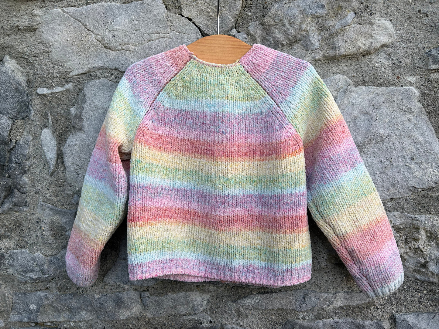 Rainbow chenille yarn cardigan   2-3y (92-98cm)