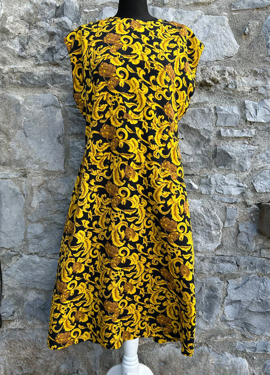 90s yellow damask dress uk 12