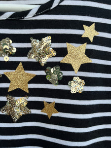 Black stripy stars dress  5y (110cm)