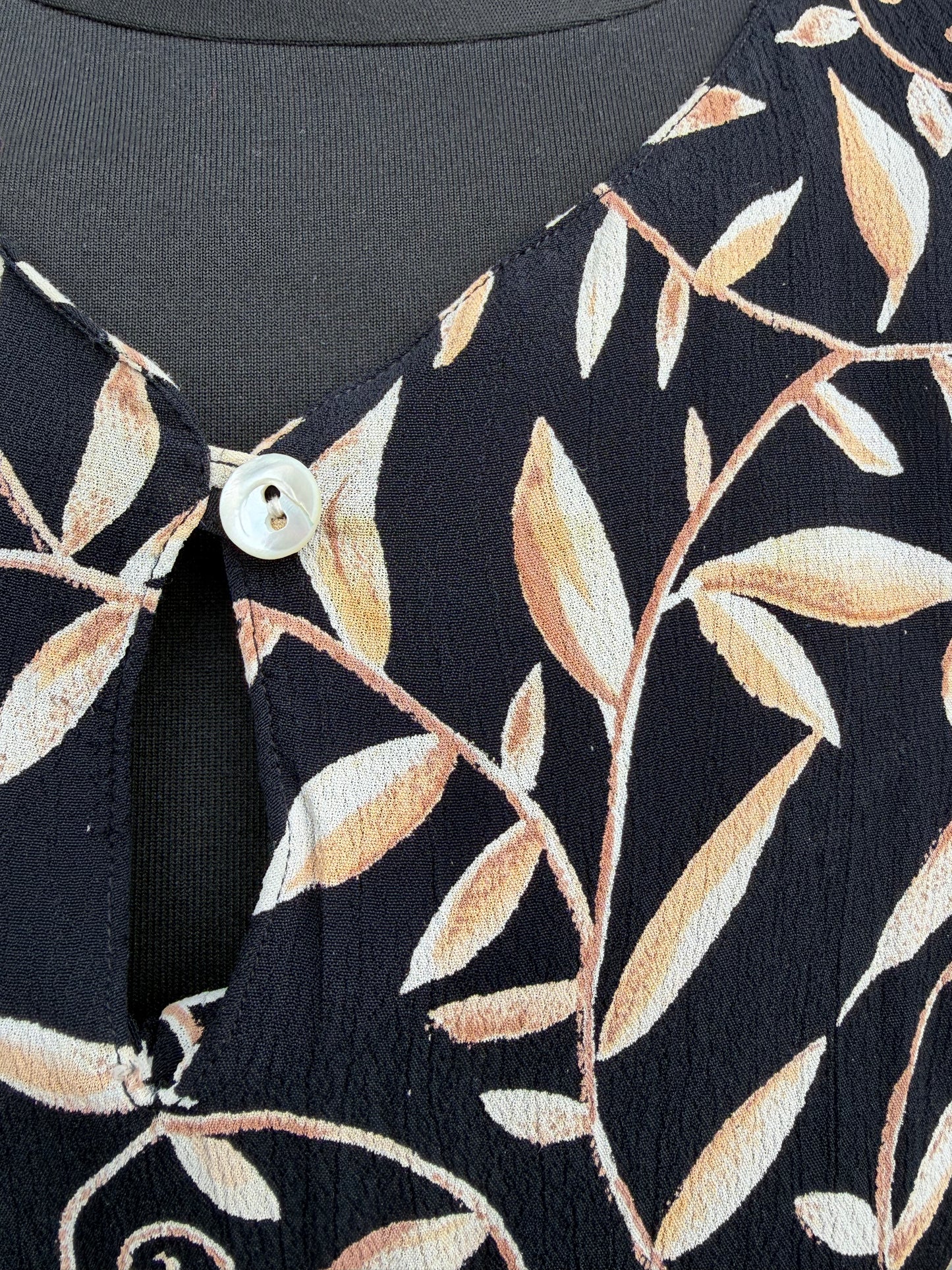 90s brown leaves black dress uk 10-12