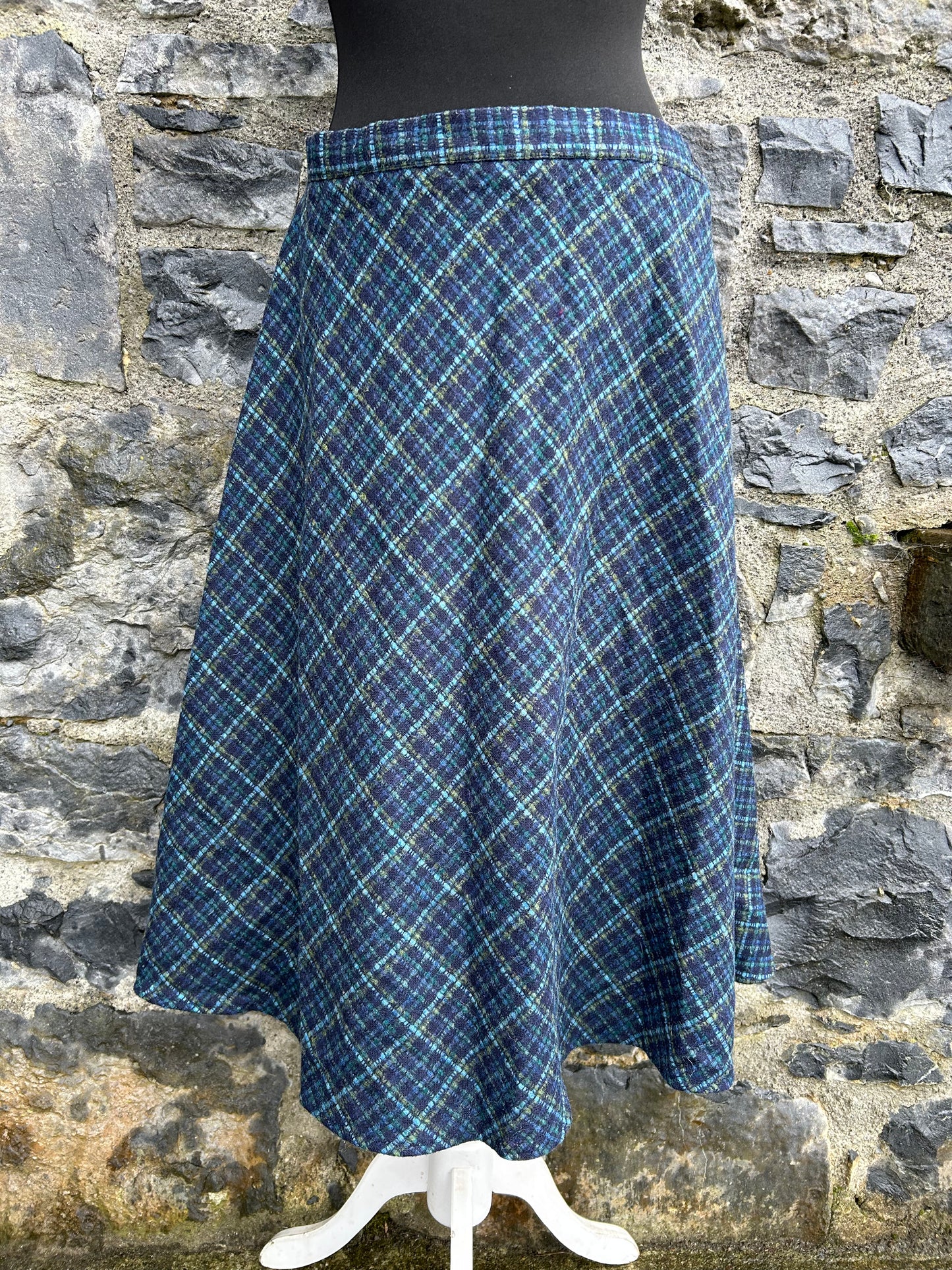 90s Blue&teal check skirt uk 10-12