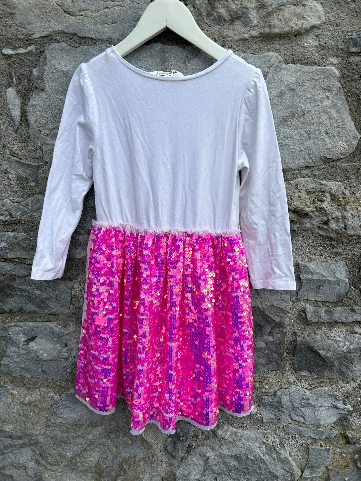 Butterflies&pink sequins dress  5-6y (110-116cm)