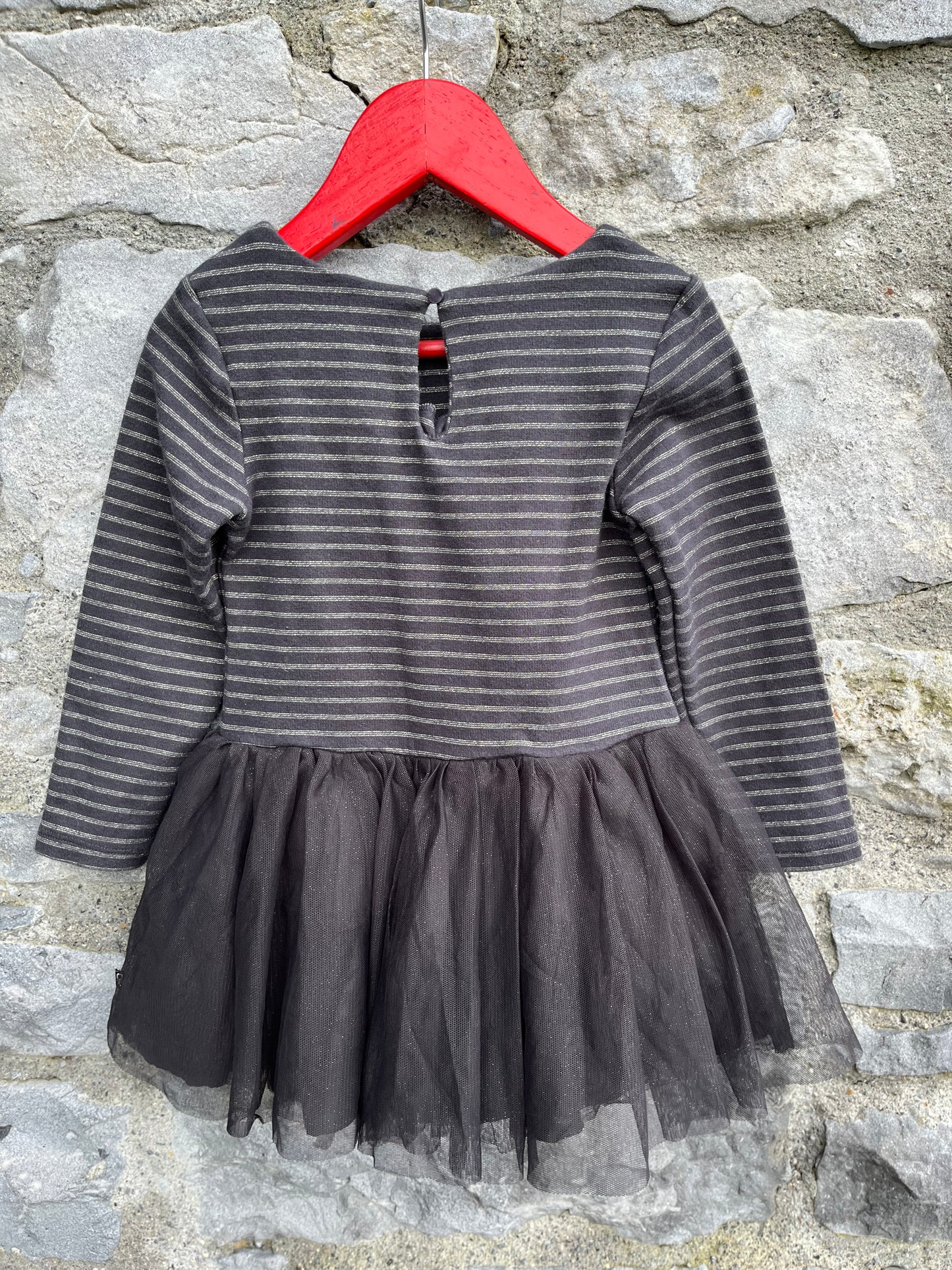 Love grey stripy dress   2-3y (92-98cm)