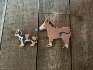 Horse&cat wooden figures