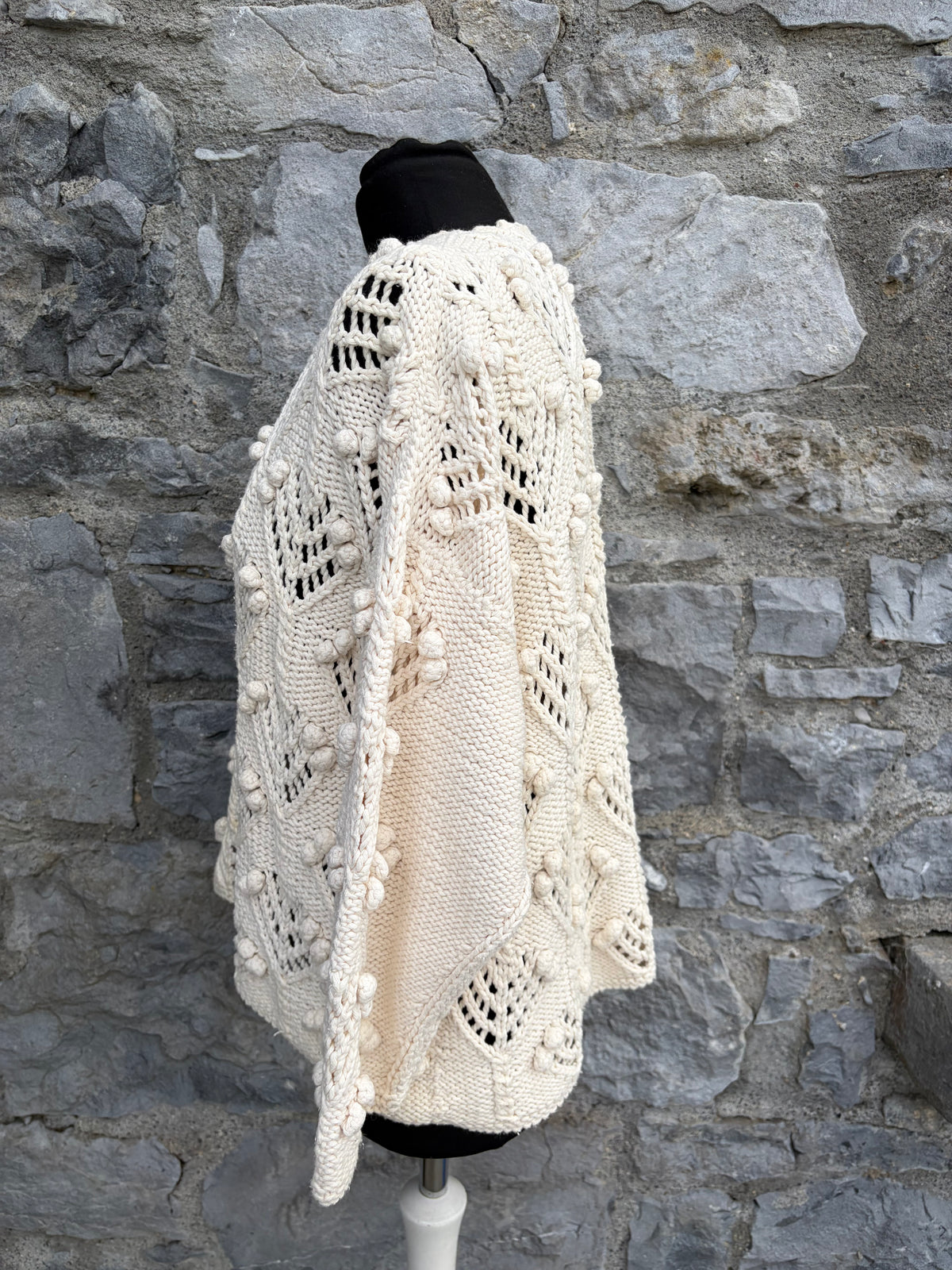 90s white pointelle chunky knit jumper uk 14