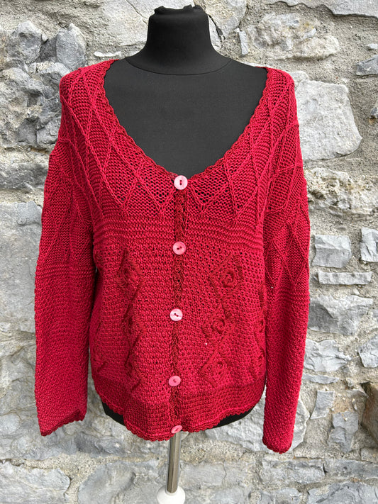 90s red diamonds cardigan uk 14
