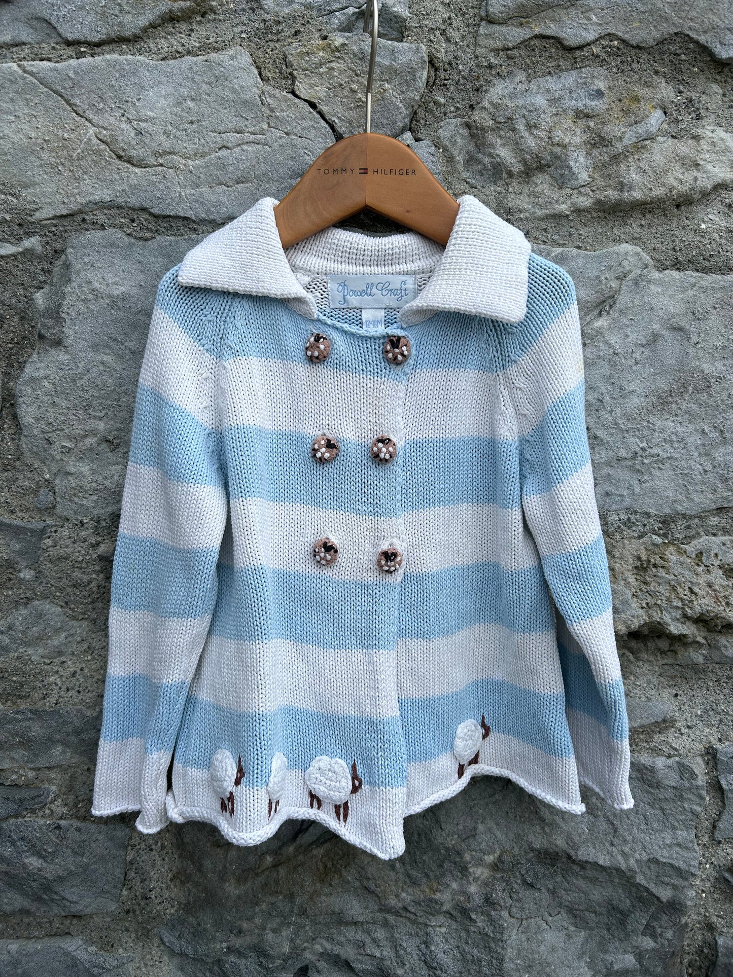 Blue&white stripy cardigan  12-18m (80-86cm)