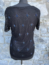 Load image into Gallery viewer, Y2K black crochet top uk 10-12
