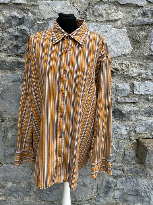 Y2K brown stripy shirt XL