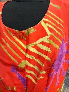 80s abstract orange dress uk 8-10