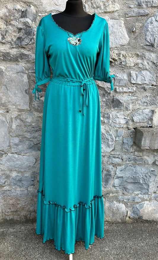 80s teal maxi dress uk 10-12